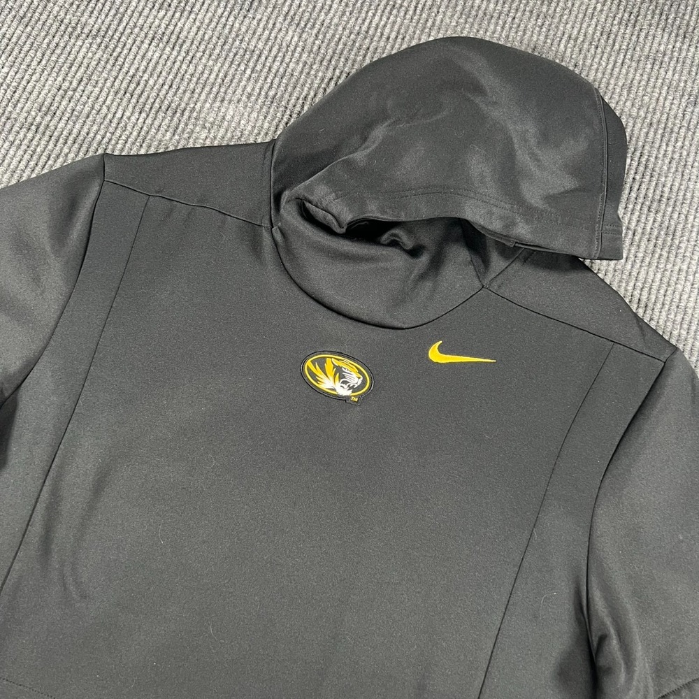 Missouri Tigers Mizzou Pullover Shirt Mens Medium Black Short Sleeve Hooded Nike